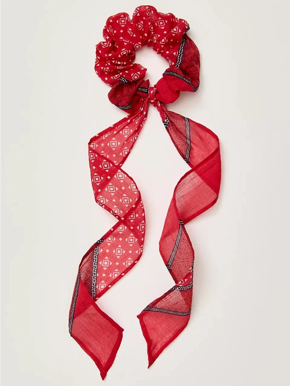 Free People Mystery Girl Pony Scarf NWT Red Bandana Bow Scrunchie